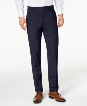 Calvin Klein Mens Skinny fit Dress Pants 34 / 34 Navy Blue Solid Stretch