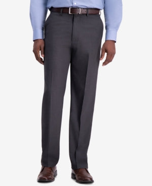 Haggar Mens Classic fit Dress Pants 36 / 32 Charcoal Grey Solid Stretch