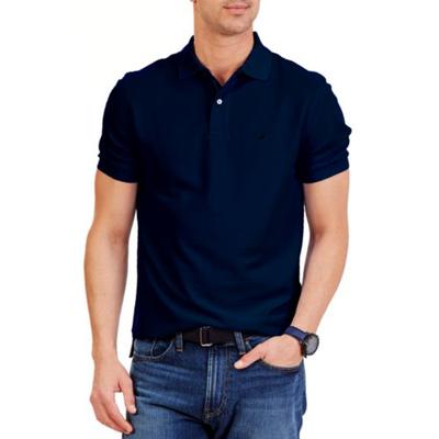 Nautica Men's Dark Blue Solid Deck Polo Shirt Xs