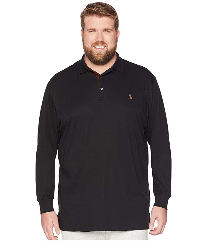 Polo Ralph Lauren Mens Regular fit Long Sleeve Polo Shirt 3XB Black Solid