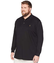 Polo Ralph Lauren Mens Regular fit Long Sleeve Polo Shirt 3XB Black Solid