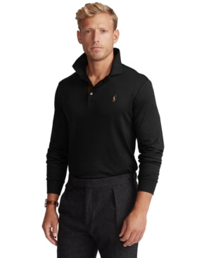 Polo Ralph Lauren Mens Classic fit Long Sleeve Polo Shirt XLT Black Solid