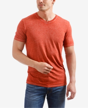 Lucky Brand Mens Burnout V neck Tee shirt Orange XL