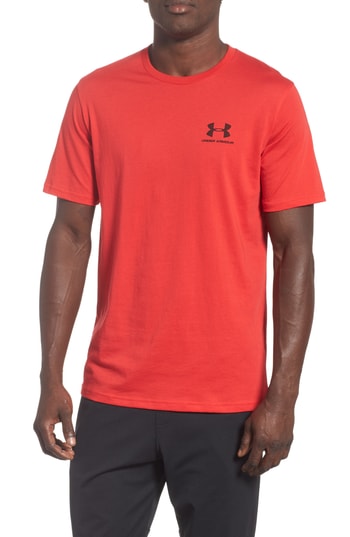 Under Armour UA Sportstyle Mens Left Chest Short Sleeve T Shirt Red Small