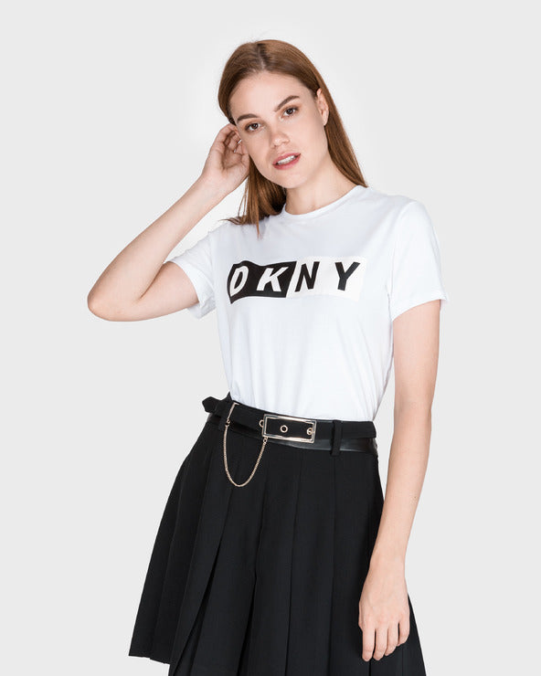 Dkny Sport Women Regular fit Short Sleeve T-Shirt Shirt Large White Solid