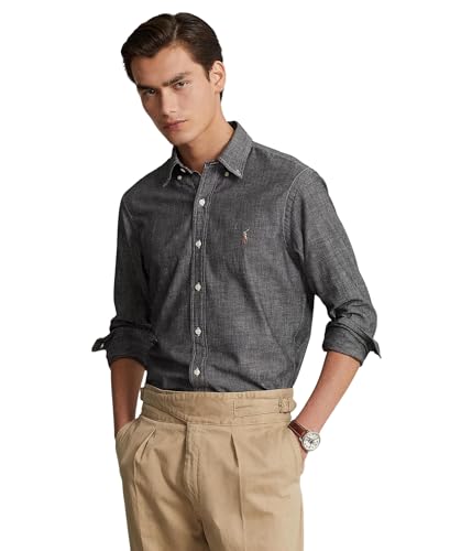 Polo Ralph Lauren Mens Classic Fit Chambray Button Down Shirt Grey XL