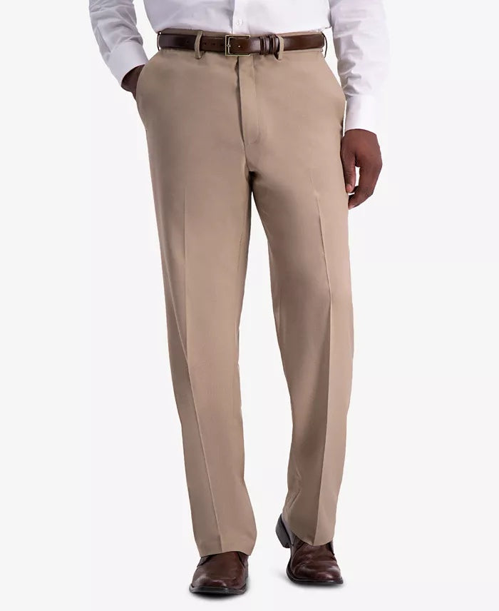 Haggar Mens Slim fit Dress Pants 40 / 30 Beige Solid