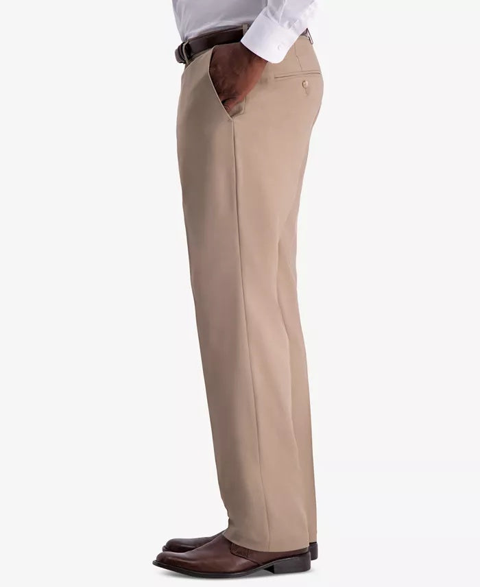 Haggar Mens Classic fit Dress Pants 36 / 30 Mid Khaki Solid
