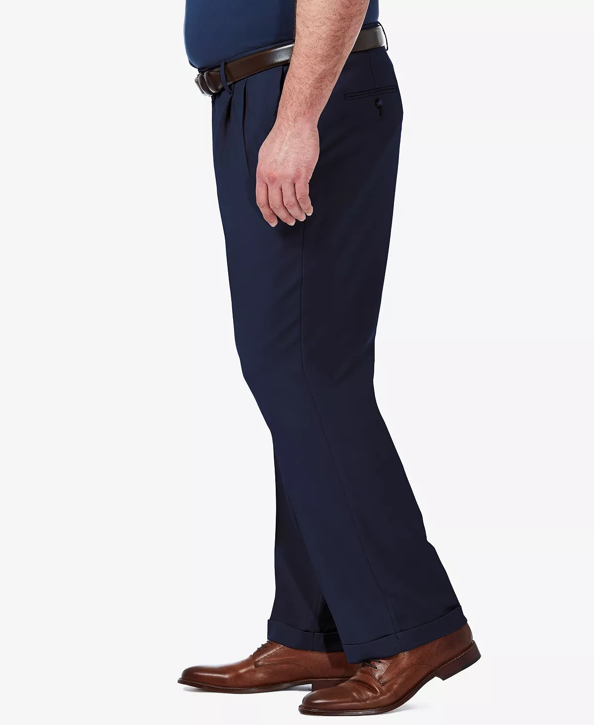 Haggar Men's Big & Tall Pleated Blue Dress Pants 48 x 34
