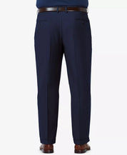 Haggar Mens Classic fit Dress Pants 44 / 34 Blue Solid Stretch