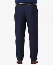 Haggar Mens Classic fit Pleated Casual Pants 46 / 29 Blue Solid