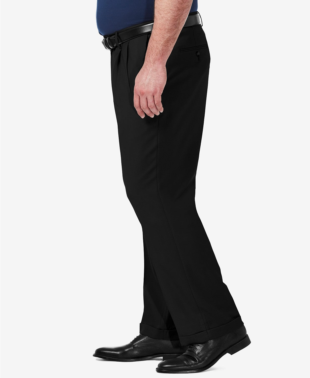 Haggar Mens Classic fit Dress Pants 48 / 29 Black Solid Stretch