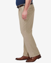Haggar Mens Big & Tall Stretch Dress Pants Tan 46 x 32