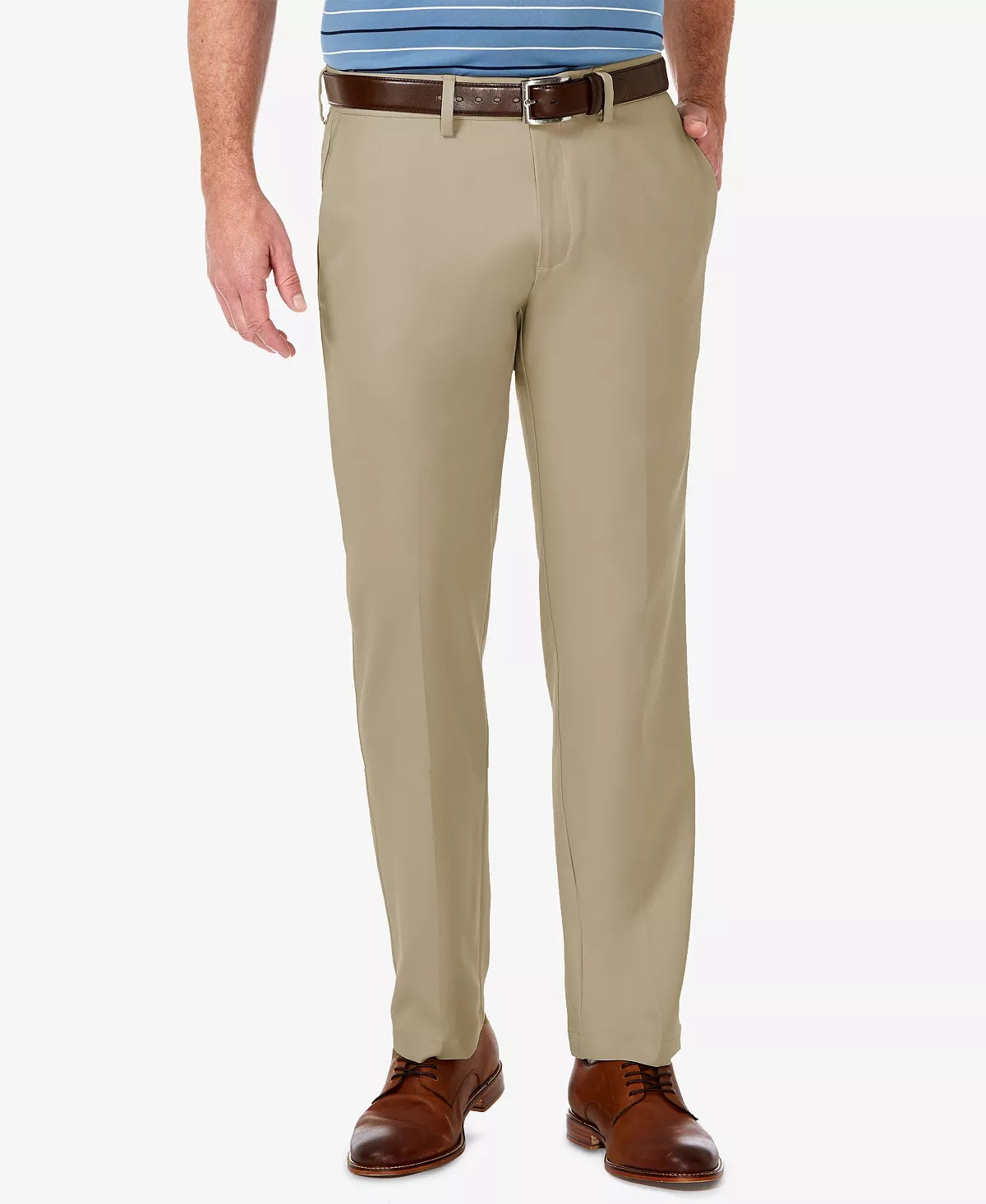 Haggar Men's Cool 18 Pro Stretch Straight Fit Dress Pants Beige 40 x 32