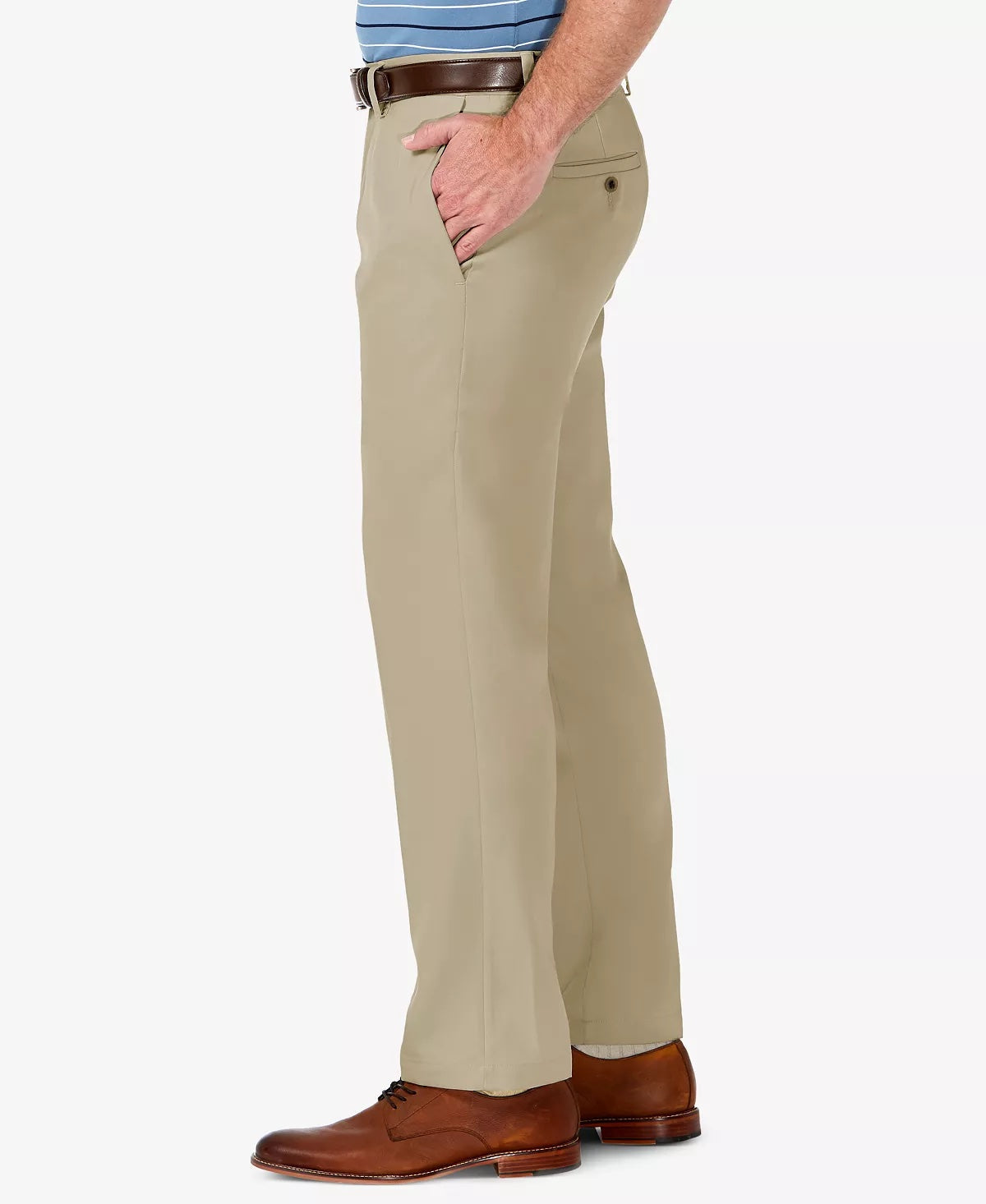 Haggar Men's Cool 18 Pro Flat Front Straight Fit Pants Khaki 34 x 32