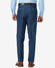 Haggar Men's Stretch Denim Flat Front Trouser Pants Classic Fit 40 x 30
