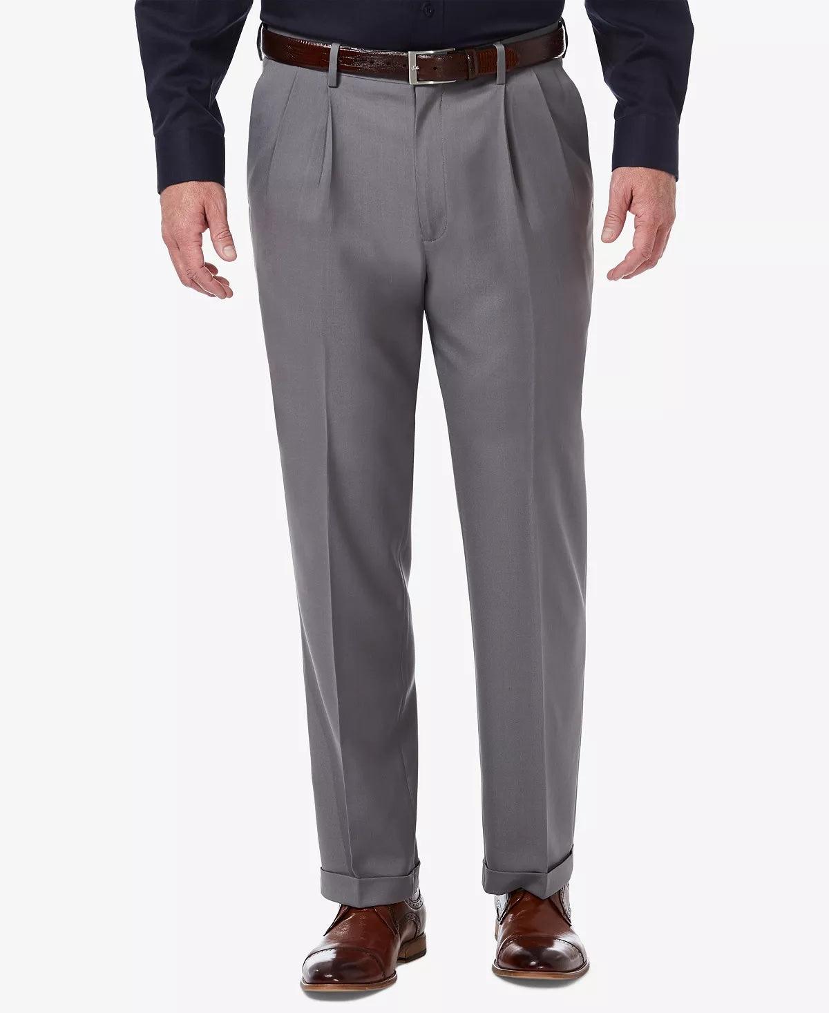 Haggar Men's Premium Stretch Classic-Fit Dress Pants Grey 34 x 32