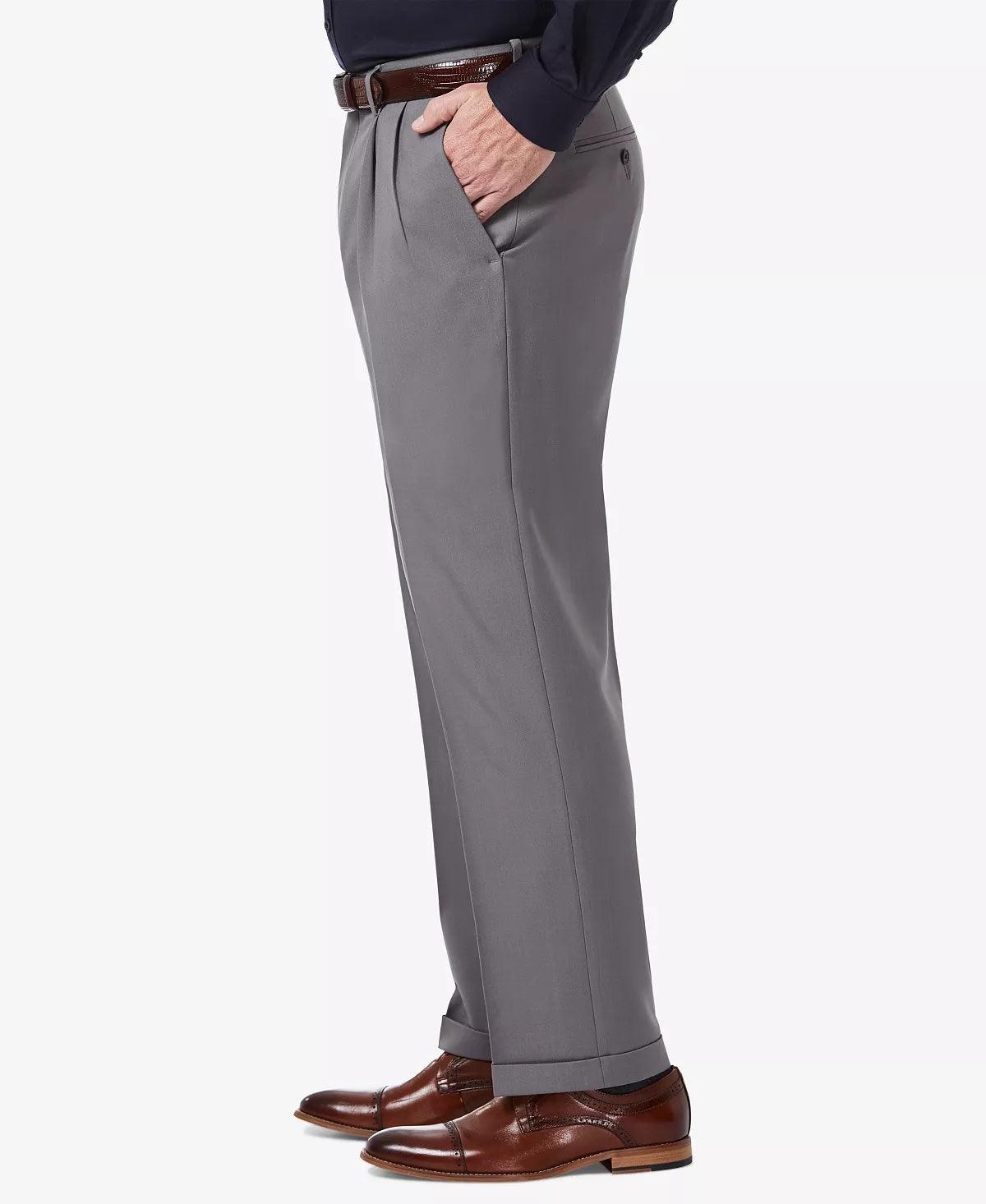 Haggar Men's Premium Stretch Classic-Fit Dress Pants Grey 34 x 32