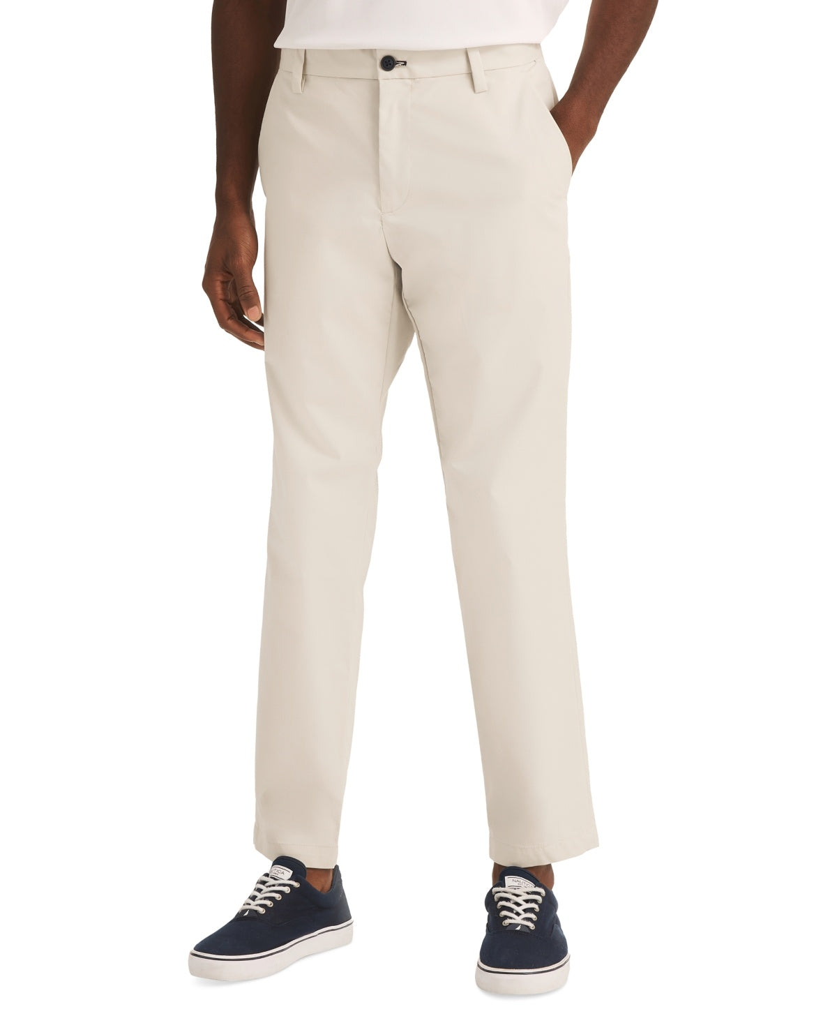 Nautica Mens Slim fit Casual Pants 34 / 34 White Solid Waterproof