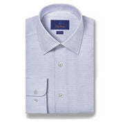 David Donahue Mens Dobby Micro Trim Fit Button Down Dress Shirt Blue 16 34 35