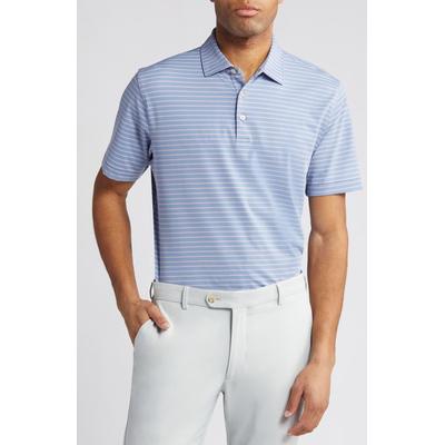 Peter Millar Mens Short Sleeve Polo Shirt XXL Light Blue Striped