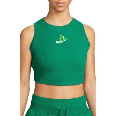 Nike Women Regular fit Sleeveless Tank Top Shirt Medium Green Solid