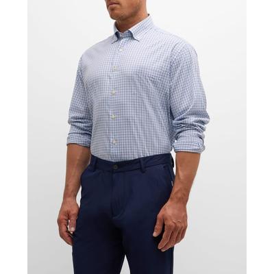 Peter Millar Mens Regular fit Long Sleeve Button-Up Shirt Small White Plaid