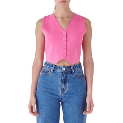 Endless Rose Womens Sweater Vest Crop Top XS Pink