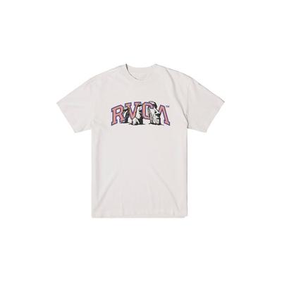Rvca Men Regular fit Short Sleeve Grapic T-Shirt Shirt Medium Beige Solid