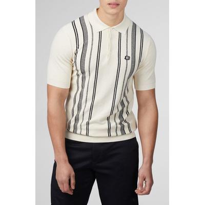 Ben Sherman Mens Regular fit Short Sleeve Polo Shirt XL Beige Striped