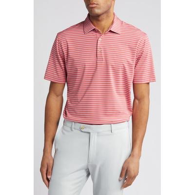 Peter Millar Mens Short Sleeve Polo Shirt Medium Salmon Pink Striped