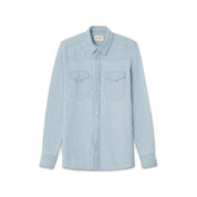 Blk Dnm Mens Slim Fit Long Sleeve Button Front Shirt Blue XL