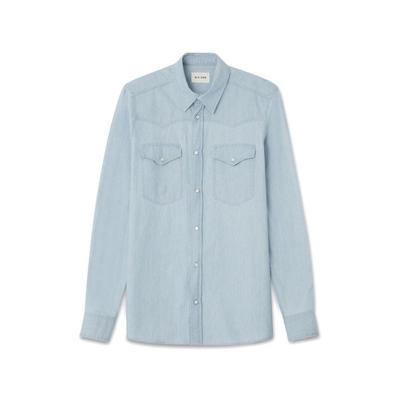 Blk Dnm Mens Slim Fit Long Sleeve Button Front Shirt Blue XL