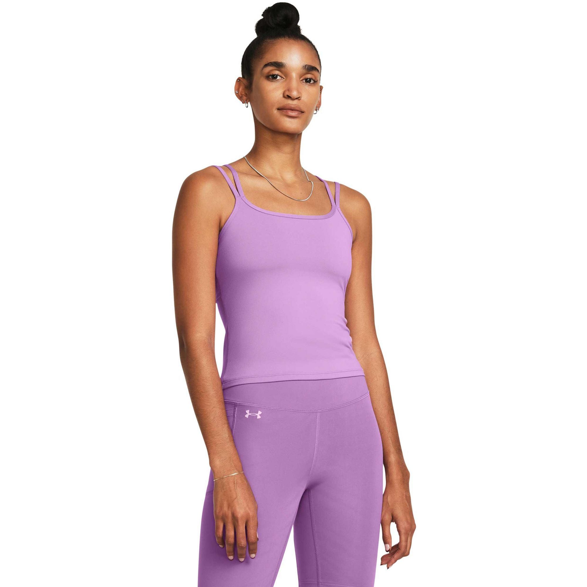 Under Armour Women Regular fit Sleeveless Tank Top Shirt Medium Purple Solid
