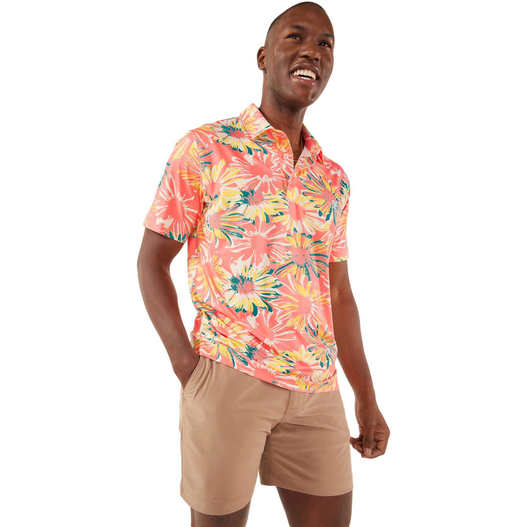 Chubbies Mens Regular fit Short Sleeve Polo Shirt XL Pink Floral