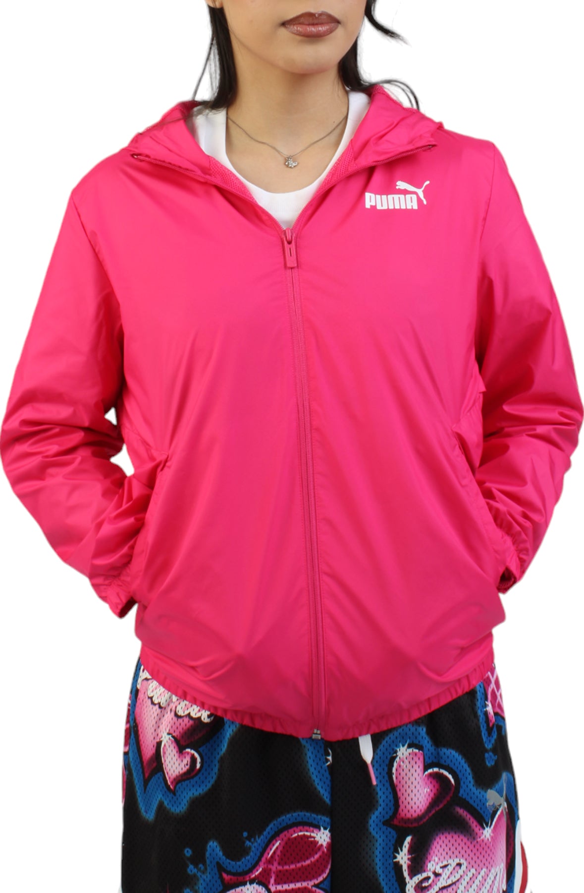 PUMA Womens Windbreaker Coat Medium Pink Solid