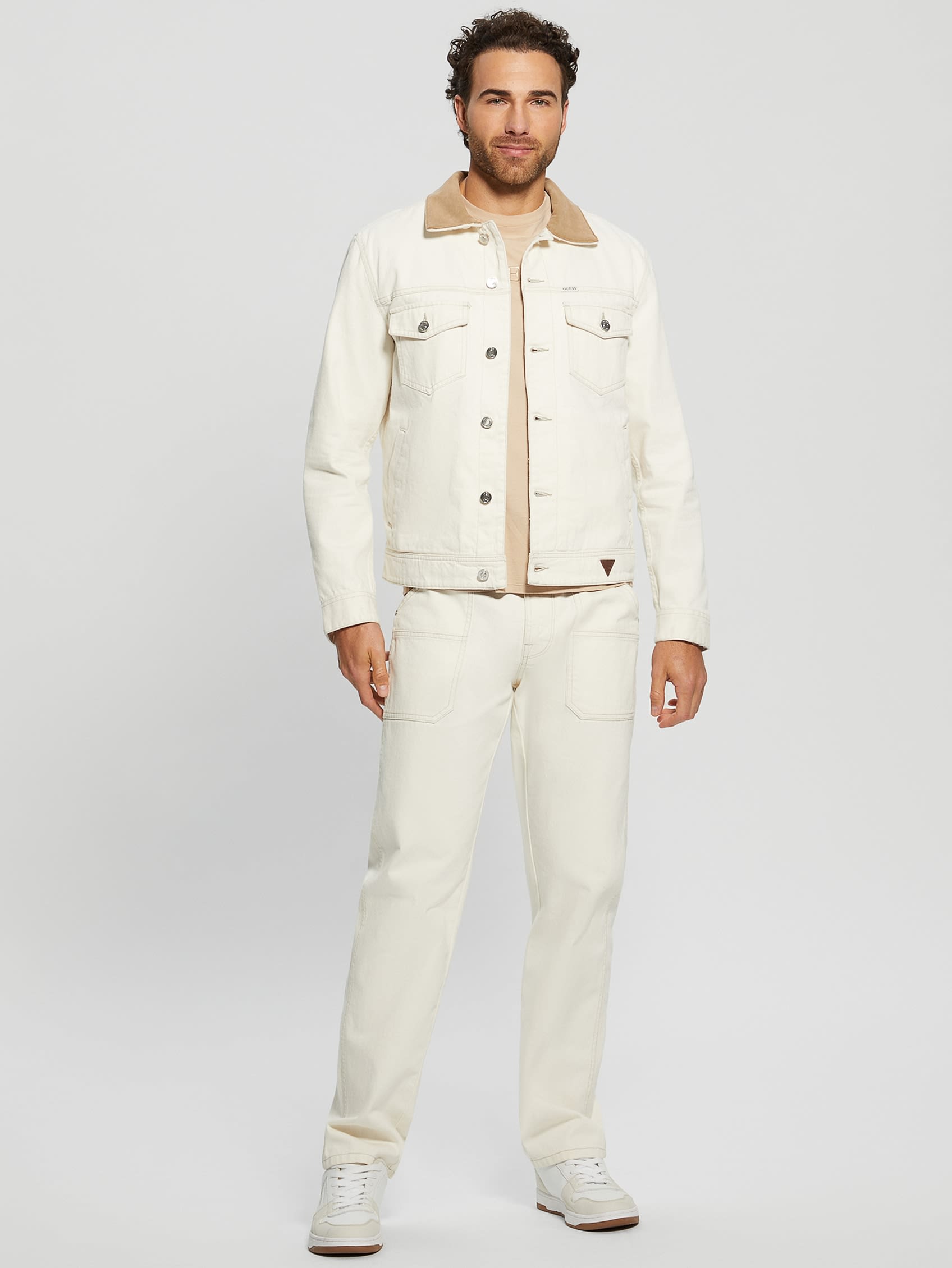 Guess Mens Straight fit Denim Jeans 30 / 32 Pearl White Solid