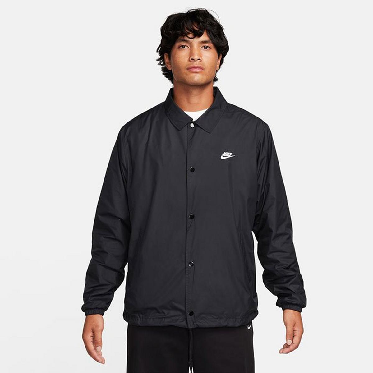 Nike Mens Relaxed Fit Club Coaches Coat Jacket Black White 2XL