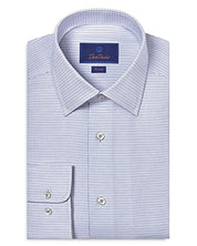 David Donahue Mens Dobby Micro Trim Fit Button Down Dress Shirt Blue 16 34 35