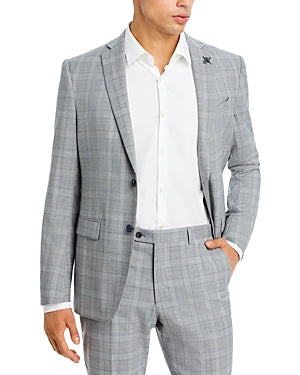 John Varvatos Star USA Mens Plaid Slim Fit Suit Jacket 38R Light Grey Sport Coat