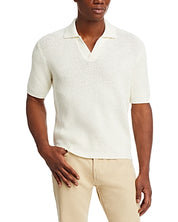 Frame Mens Regular Fit Short Sleeve Polo Sweater Medium White Solid
