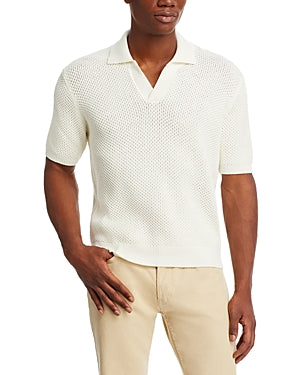 Frame Mens Regular Fit Short Sleeve Polo Sweater Medium White Solid