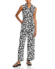 MICHAEL Michael Kors Womens Pop Shadow Fleur Jumpsuit Size XXS Black White