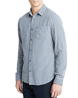 Vince Mens Classic fit Long Sleeve Button-Up Shirt Small Light Blue Check
