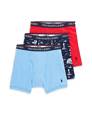 Polo Ralph Lauren Mens 3 Pack Classic fit Boxer Briefs Underwear Small Red Blue