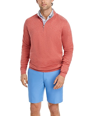 Peter Millar Mens Regular fit Long Sleeve Quarter zip Sweatshirt XXL Red Solid