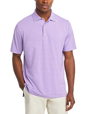 Peter Millar Mens Regular fit Short Sleeve Polo Shirt Medium Purple Striped