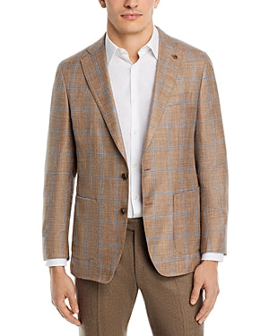 Peter Millar Mason Windowpane Plaid Regular Fit Soft Sport Coat Brown 38R