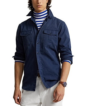 Polo Ralph Lauren Cotton Chino Classic Fit Mens Button Down Shirt Navy Medium