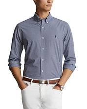 Polo Ralph Lauren Classic Fit Gingham Button Down Poplin Shirt Blue White Medium